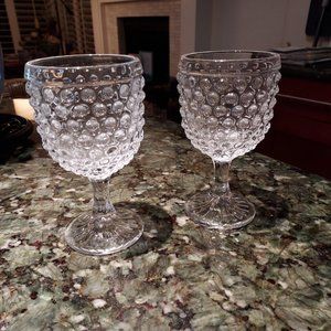 Two clear hobnail goblets, excellent used condition